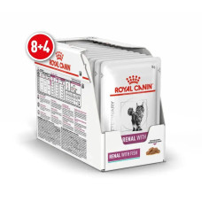 Акция! Влажный корм для взрослых кошек ROYAL CANIN RENAL FELINE TUNA Pouches 85 гр 8 шт.+ 4 шт у подарунок