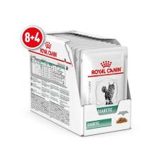 Акция! Влажный корм для взрослых кошек ROYAL CANIN DIABETIC CAT Pouches 0.085г 8 шт + 4 шт в подарок