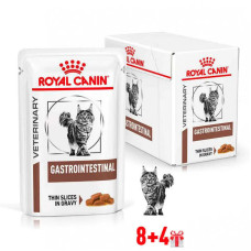 Акція! Вологий корм для дорослих котів ROYAL CANIN GASTRO-INTESTINAL CAT Pouches 0.085г 8 шт + 4 шт у подарунок