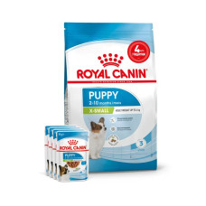 Акция! Корм для щенков ROYAL CANIN XSMALL PUPPY 1.5 кг + 4 шт влажного корма в подарок !