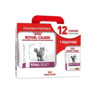 Акция! Корм для взрослых кошек ROYAL CANIN RENAL SELECT FELINE 4.0 кг + 12 паучей в подарок!