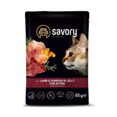 Вологий корм для кошенят Savory 85 г *22 шт- ягня та гарбуз