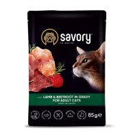 Влажный корм для взрослых котов Savory 85 г*22 шт - ягненок и свекла