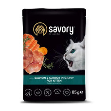 Вологий корм для кошенят Savory 85 г *22 шт- лосось та морква