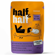 Вологий корм для котів Half&Half Sterilized pouch 22*100 г - тунець