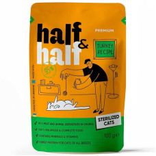 Вологий корм для котів Half&Half Sterilized pouch 22*100 г - індичка