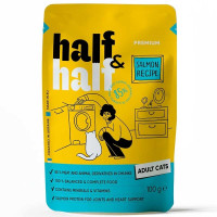 Вологий корм для котів Half&Half Adult pouch 22*100 г - лосось