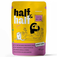 Вологий корм для котів Half&Half Adult pouch 22*100 г - качка