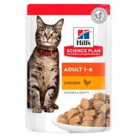 Вологий корм для дорослих котів Hills Science Plan Adult with Chicken - з куркою (шматочки в соусі) 85 г*12 шт