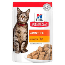 Вологий корм для дорослих котів Hills Science Plan Adult with Chicken - з куркою (шматочки в соусі) 85 г*12 шт