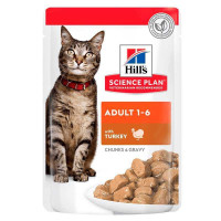 Вологий корм для дорослих котів Hills Science Plan Adult with Turkey - з індичкою (шматочки в соусі) 85 г*12 шт
