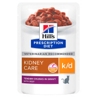Влажный корм Hills (Хилс) PD Feline k/d Kidney Care с говядиной для кошек с заболеваниями почек 85 г*12 шт